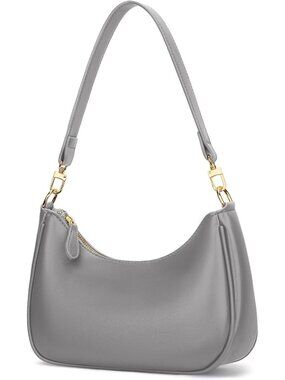 Women's Bag Gray Leather Cute Hobo Shoulder Handbags Retro Clutch Stylish Purse